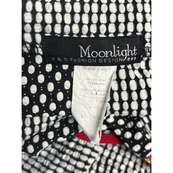 Moonlight Asymmetrical Long Sleeve Polka Dot & Gingham Tunic Top With Red Accent - Picture 5 of 7